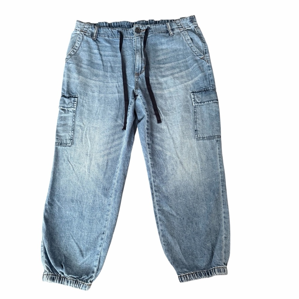 American Eagle High Rise Jean Cargo Jogger Pants 14 short 100% cotton - Picture 2 of 5
